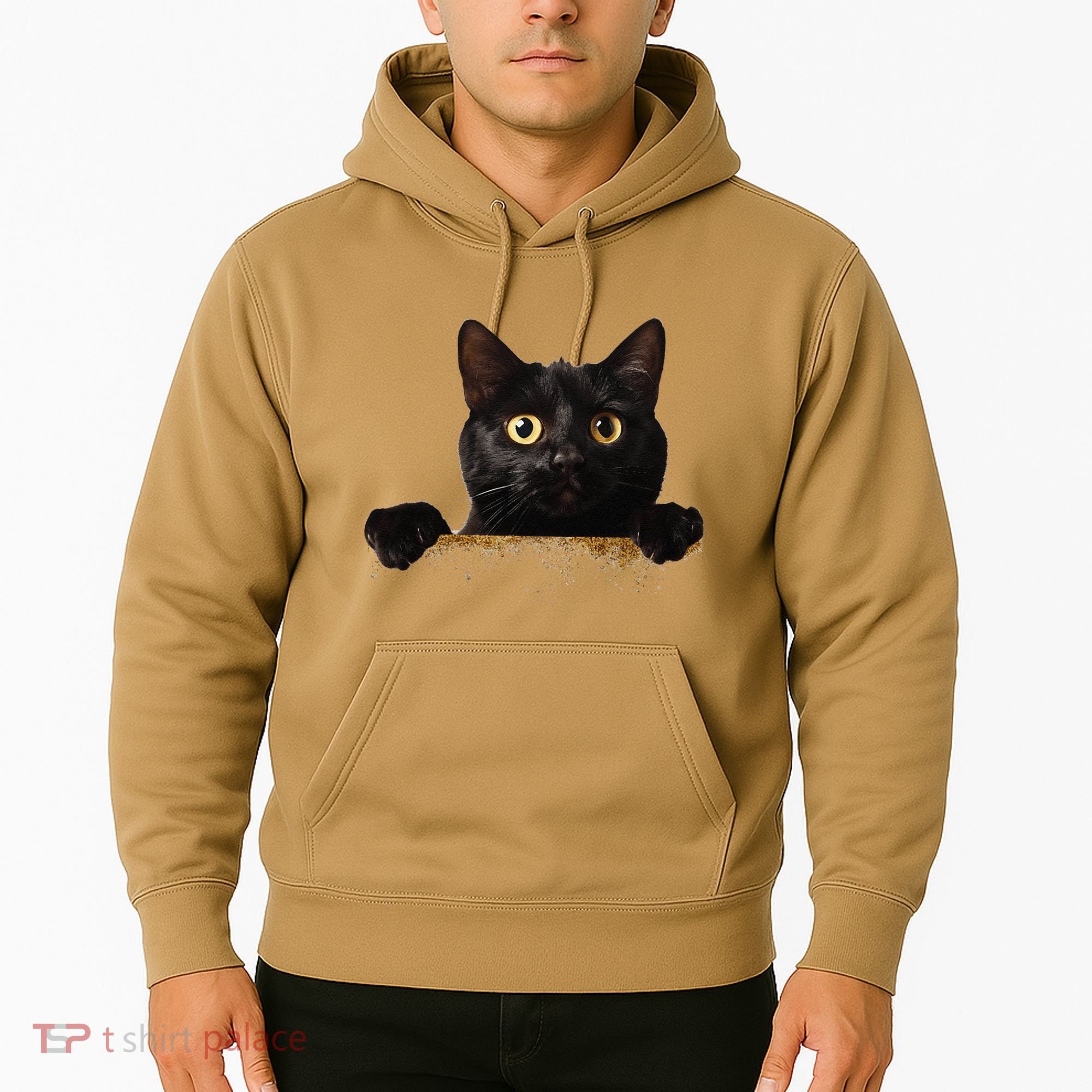 Funny Curious Adorable Cat Black Peeking Kitten Pet Lovers Hoodie
