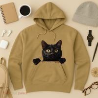 Funny Curious Adorable Cat Black Peeking Kitten Pet Lovers Hoodie thumb 3