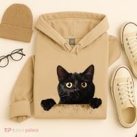 Funny Curious Adorable Cat Black Peeking Kitten Pet Lovers Hoodie thumb 4