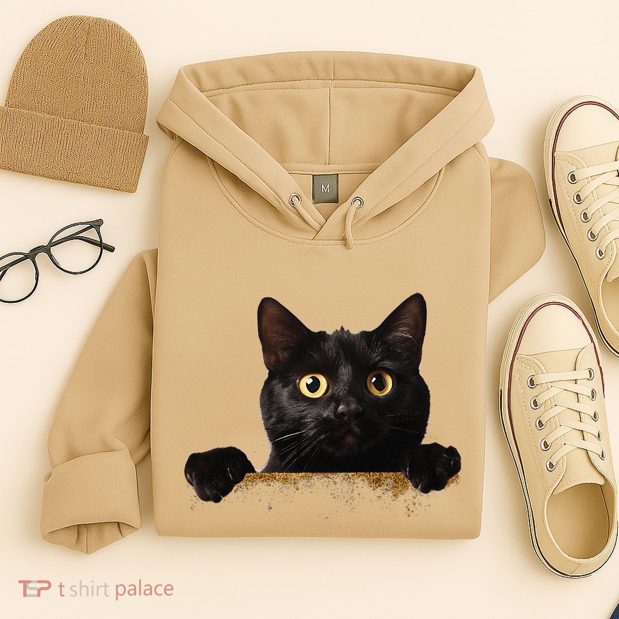 Funny Curious Adorable Cat Black Peeking Kitten Pet Lovers Hoodie