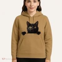 Funny Curious Adorable Cat Black Peeking Kitten Pet Lovers Hoodie thumb 5
