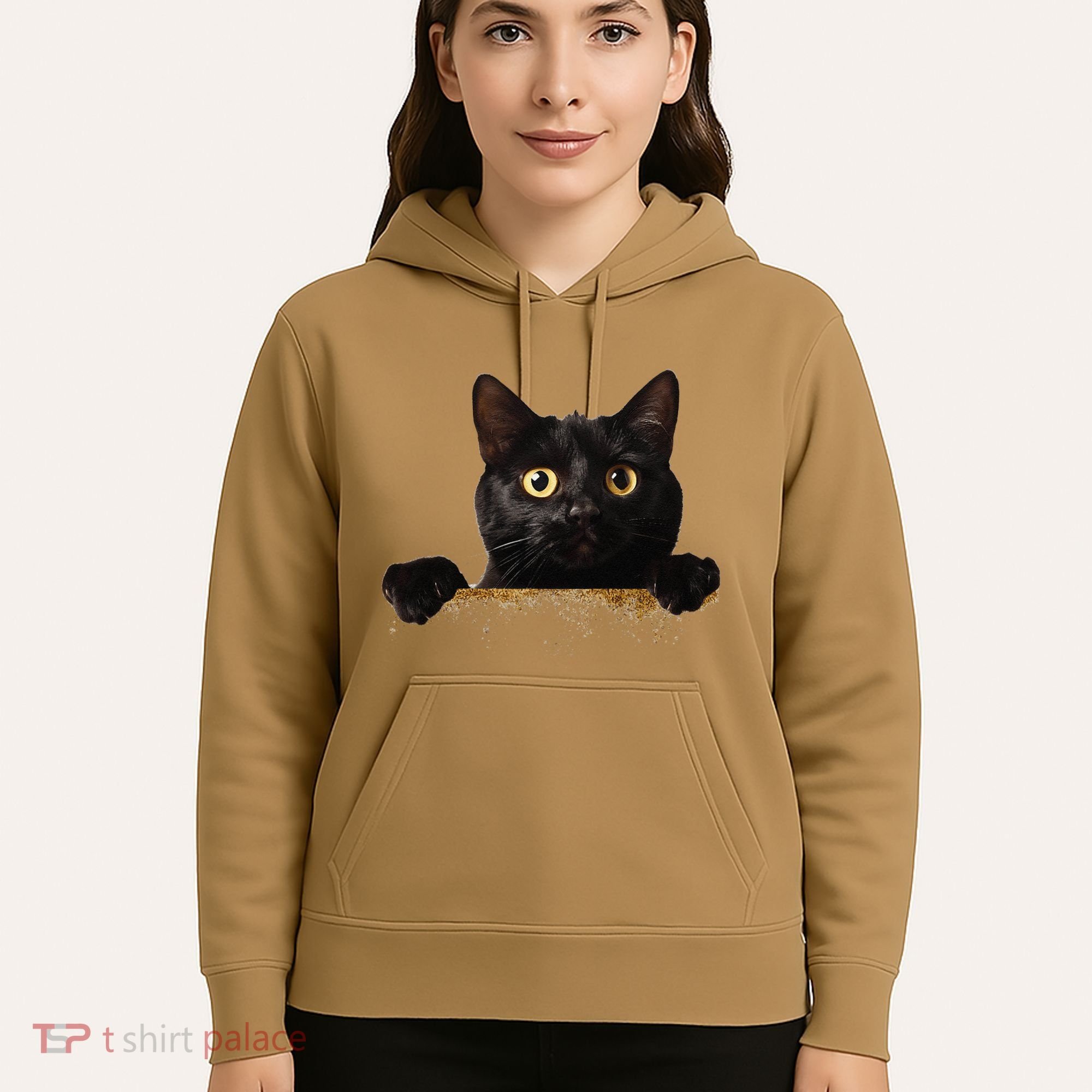 Funny Curious Adorable Cat Black Peeking Kitten Pet Lovers Hoodie