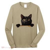 Funny Curious Adorable Cat Black Peeking Kitten Pet Lovers Long Sleeve Shirt thumb 0
