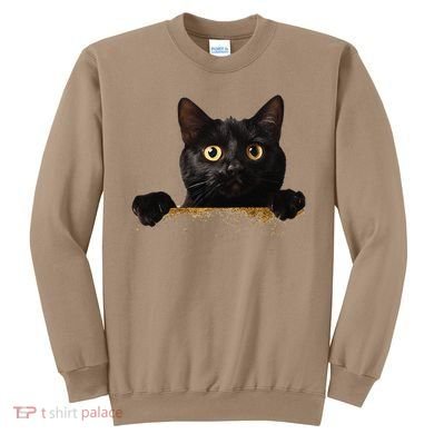 Funny Curious Adorable Cat Black Peeking Kitten Pet Lovers Sweatshirt
