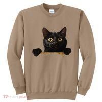 Funny Curious Adorable Cat Black Peeking Kitten Pet Lovers Sweatshirt thumb 0