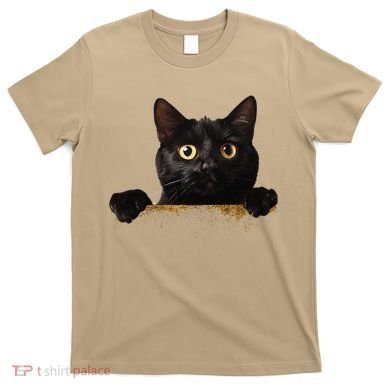 Funny Curious Adorable Cat Black Peeking Kitten Pet Lovers T-Shirt