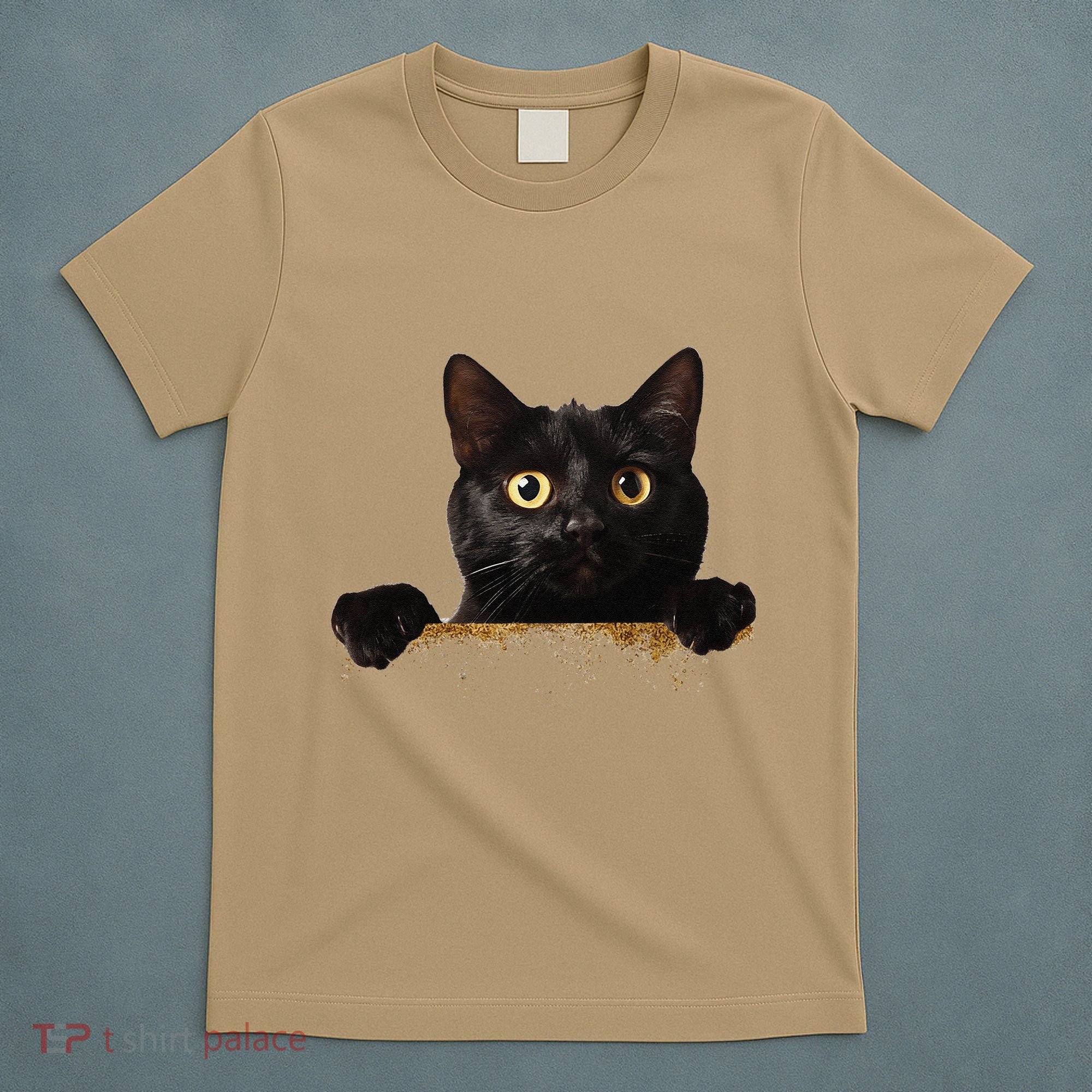 Funny Curious Adorable Cat Black Peeking Kitten Pet Lovers T-Shirt