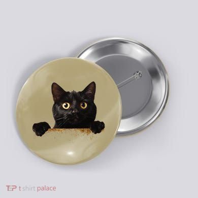 Funny Curious Adorable Cat Black Peeking Kitten Pet Lovers Button