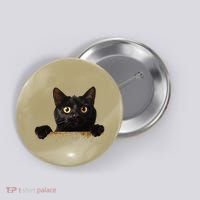 Funny Curious Adorable Cat Black Peeking Kitten Pet Lovers Button thumb 0