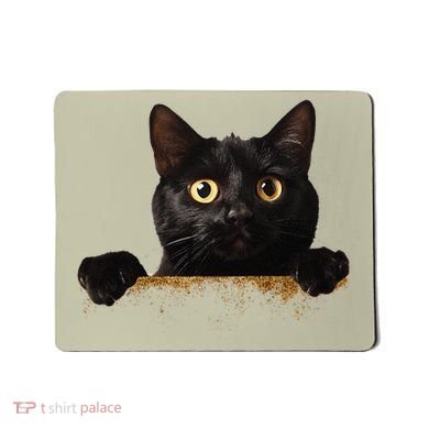 Funny Curious Adorable Cat Black Peeking Kitten Pet Lovers Mousepad