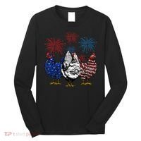 Funny Chickens American Flag Patriotic Farmer 4th Of July Long Sleeve Shirt thumb 0