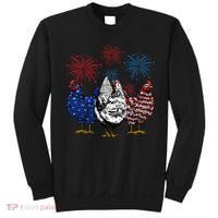 Funny Chickens American Flag Patriotic Farmer 4th Of July Sweatshirt thumb 0