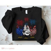 Funny Chickens American Flag Patriotic Farmer 4th Of July Sweatshirt thumb 2