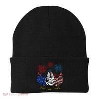 Funny Chickens American Flag Patriotic Farmer 4th Of July Beanie thumb 0