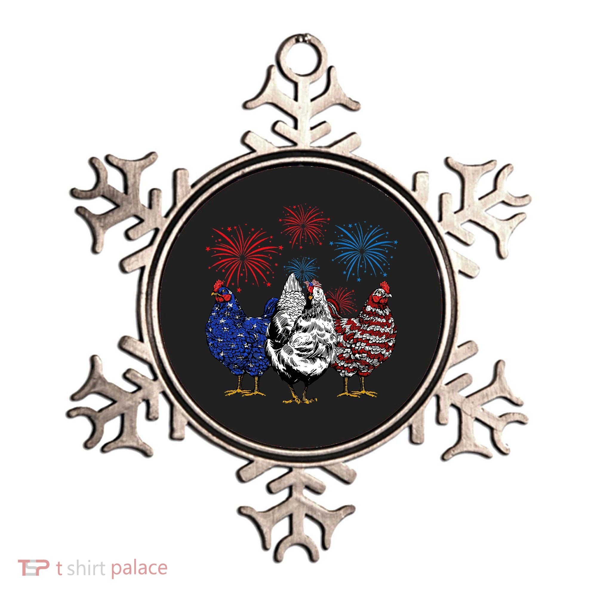 Funny Chickens American Flag Patriotic Farmer 4th Of July Ornament