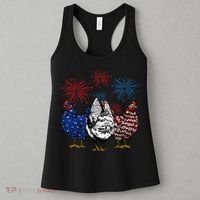 Funny Chickens American Flag Patriotic Farmer 4th Of July Women's Tank Top thumb 3