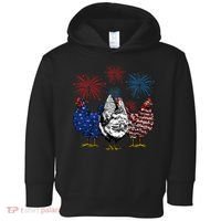 Funny Chickens American Flag Patriotic Farmer 4th Of July Toddler Hoodie thumb 0