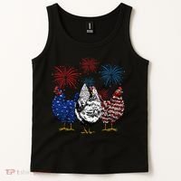 Funny Chickens American Flag Patriotic Farmer 4th Of July Tank Top thumb 2