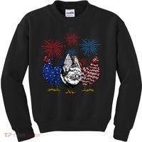 Funny Chickens American Flag Patriotic Farmer 4th Of July Kids Sweatshirt thumb 0