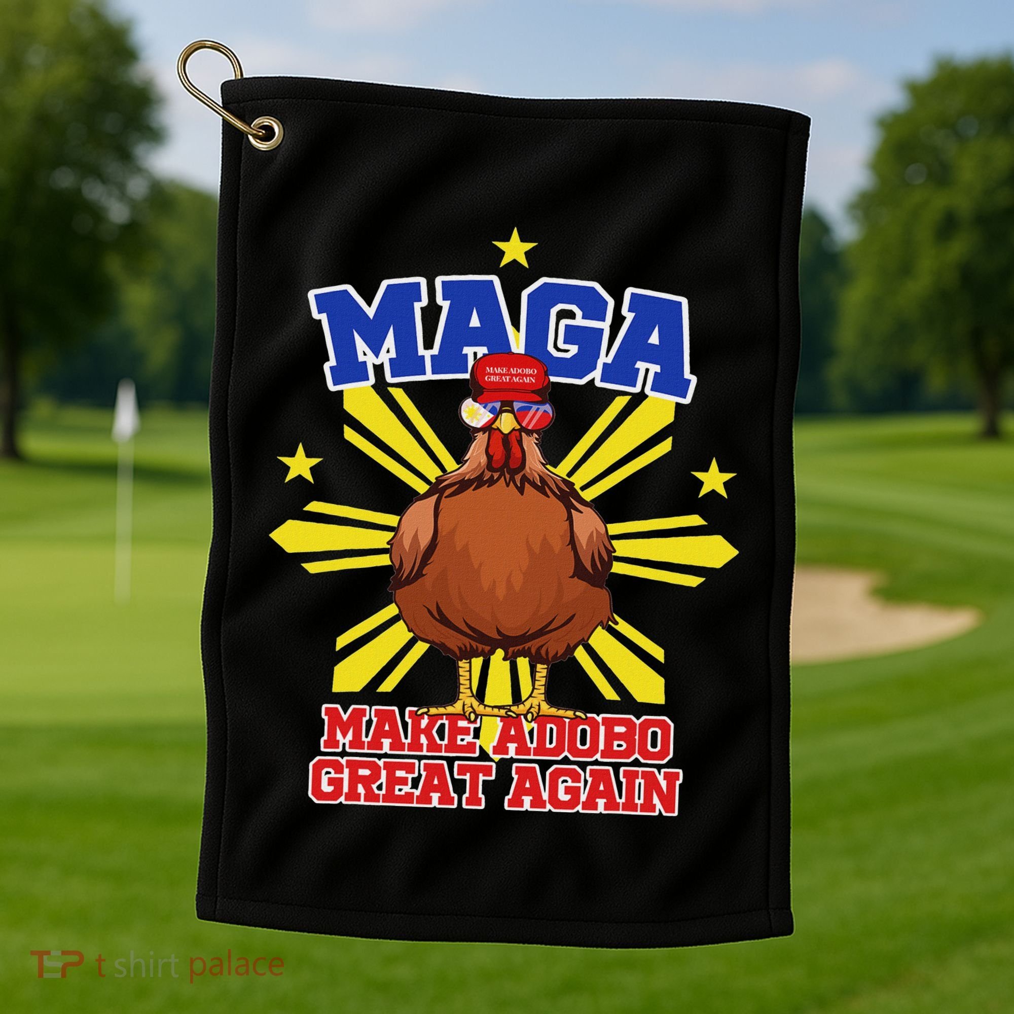 Funny Chicken Adobo Proud Pinoy Filipino Golf Towel