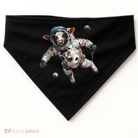 Funny Cow Astronaut In Space USA-Made Doggie Bandana thumb 0