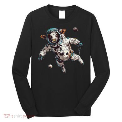 Funny Cow Astronaut In Space Long Sleeve Shirt