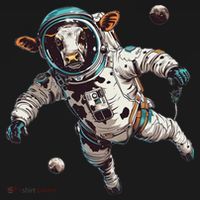 Funny Cow Astronaut In Space Long Sleeve Shirt thumb 2