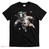 Funny Cow Astronaut In Space T-Shirt thumb 0