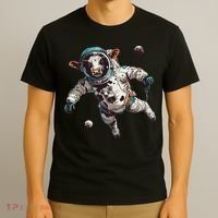 Funny Cow Astronaut In Space T-Shirt thumb 3