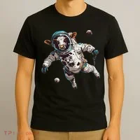 Funny Cow Astronaut In Space T-Shirt thumb 3