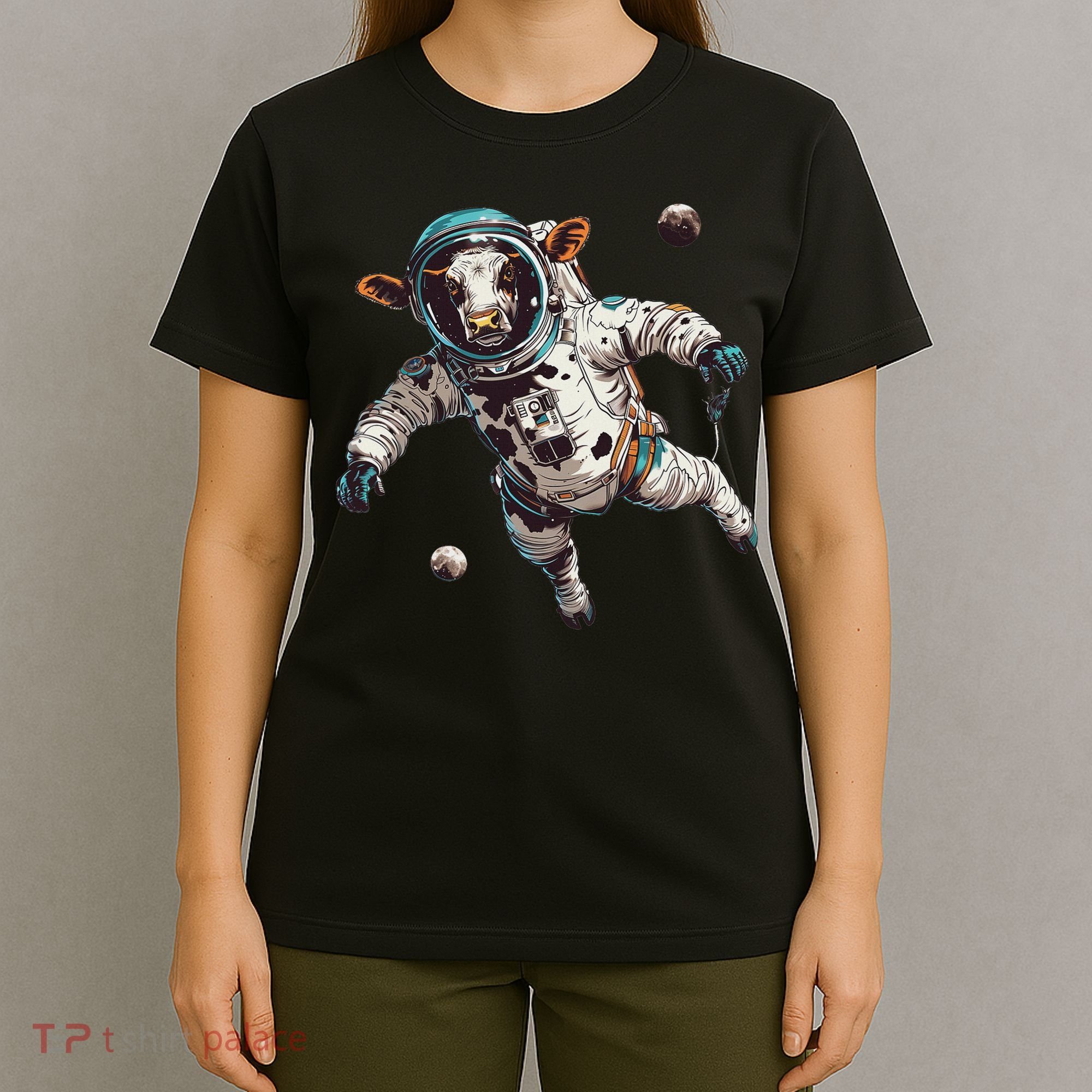 Funny Cow Astronaut In Space T-Shirt
