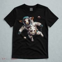Funny Cow Astronaut In Space T-Shirt thumb 5