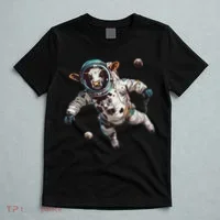 Funny Cow Astronaut In Space T-Shirt thumb 5