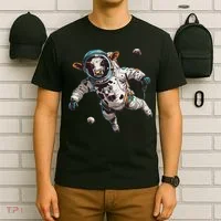 Funny Cow Astronaut In Space T-Shirt thumb 6