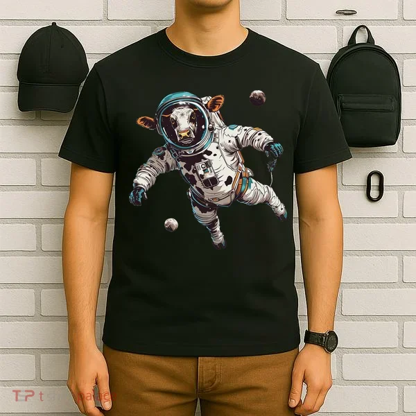 Funny Cow Astronaut In Space T-Shirt