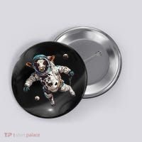 Funny Cow Astronaut In Space Button thumb 0