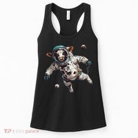 Funny Cow Astronaut In Space Women's Tank Top thumb 0