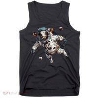 Funny Cow Astronaut In Space Tank Top thumb 0