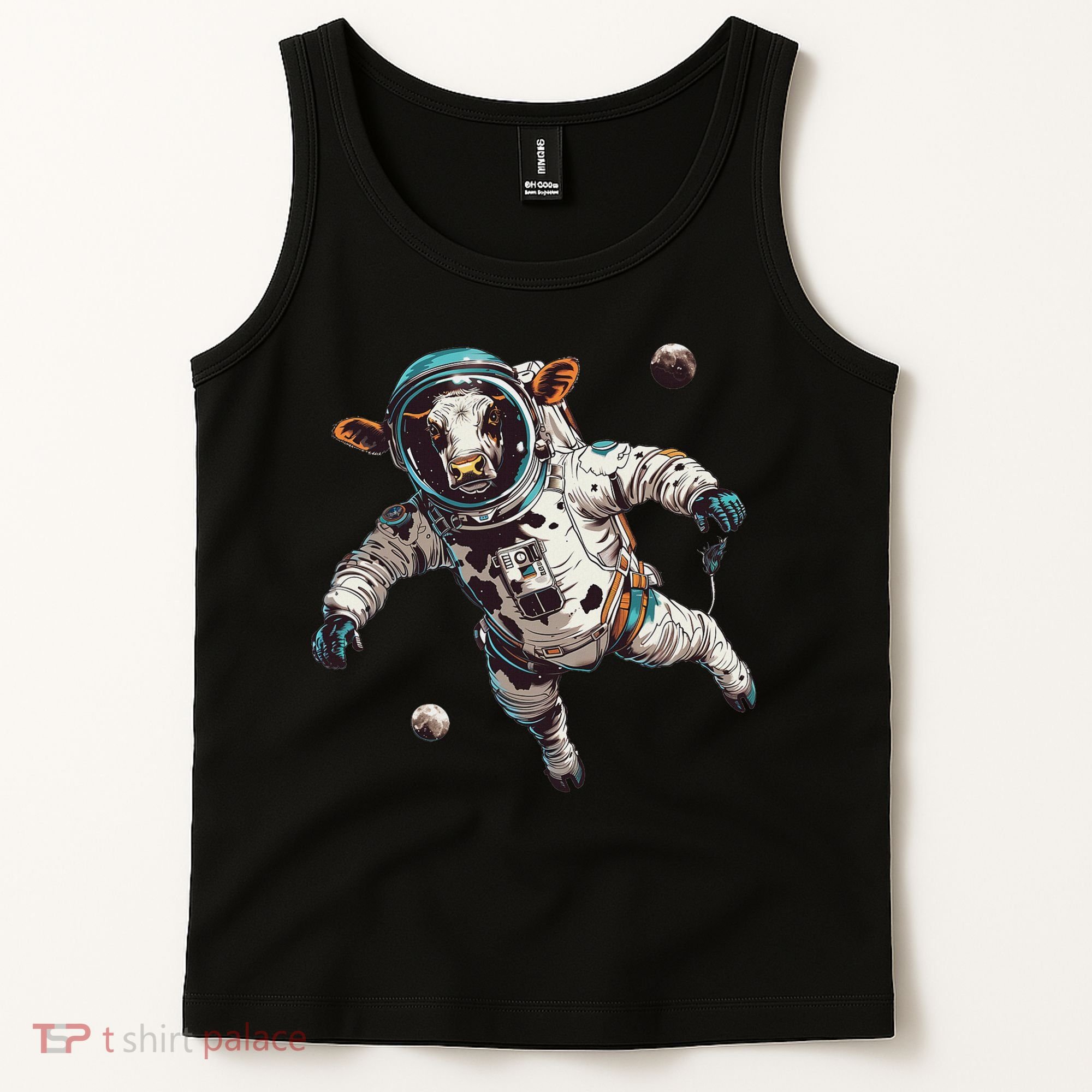 Funny Cow Astronaut In Space Tank Top