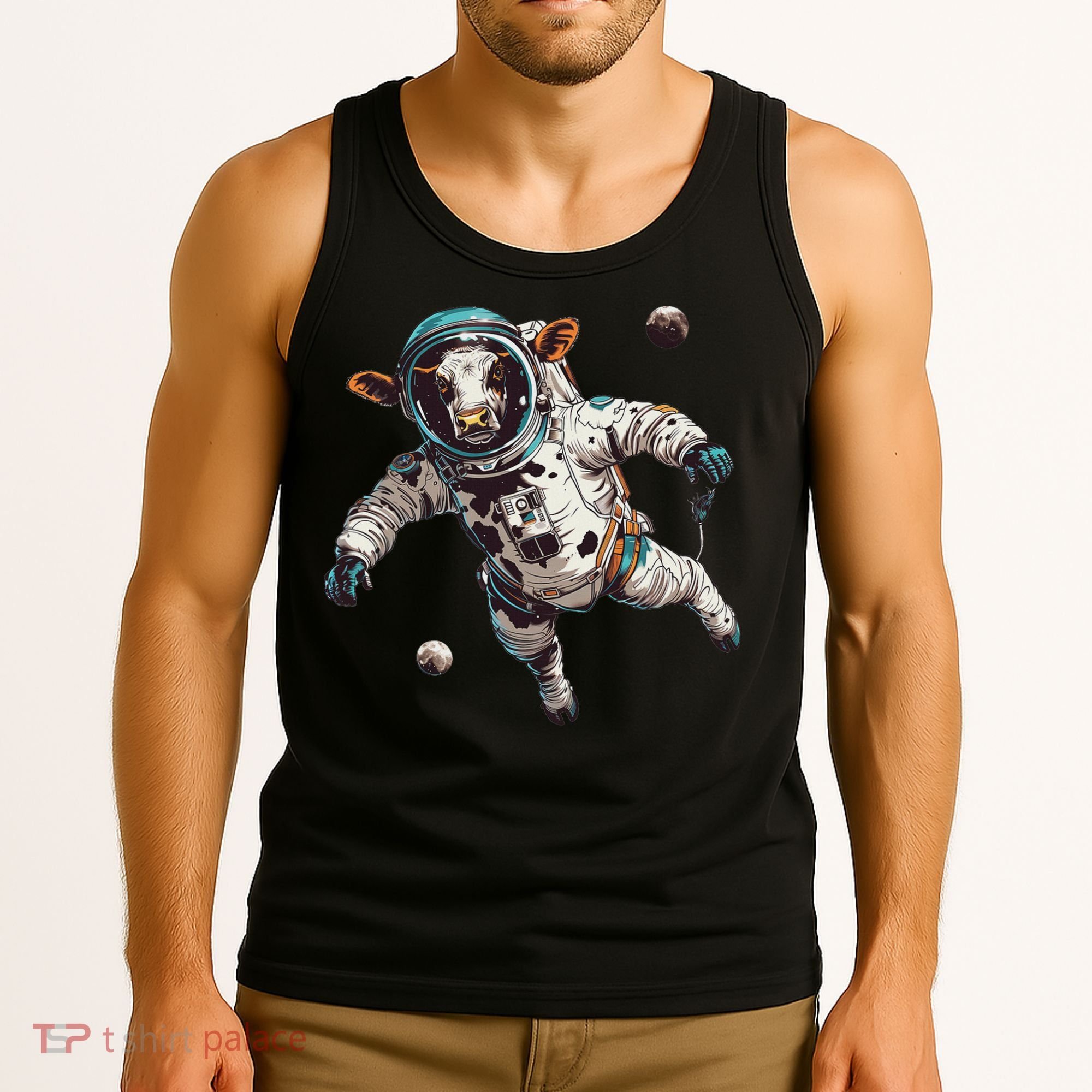Funny Cow Astronaut In Space Tank Top