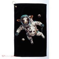 Funny Cow Astronaut In Space Golf Towel thumb 0