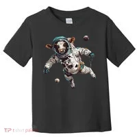 Funny Cow Astronaut In Space Toddler T-Shirt thumb 0