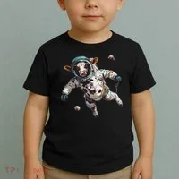 Funny Cow Astronaut In Space Toddler T-Shirt thumb 2