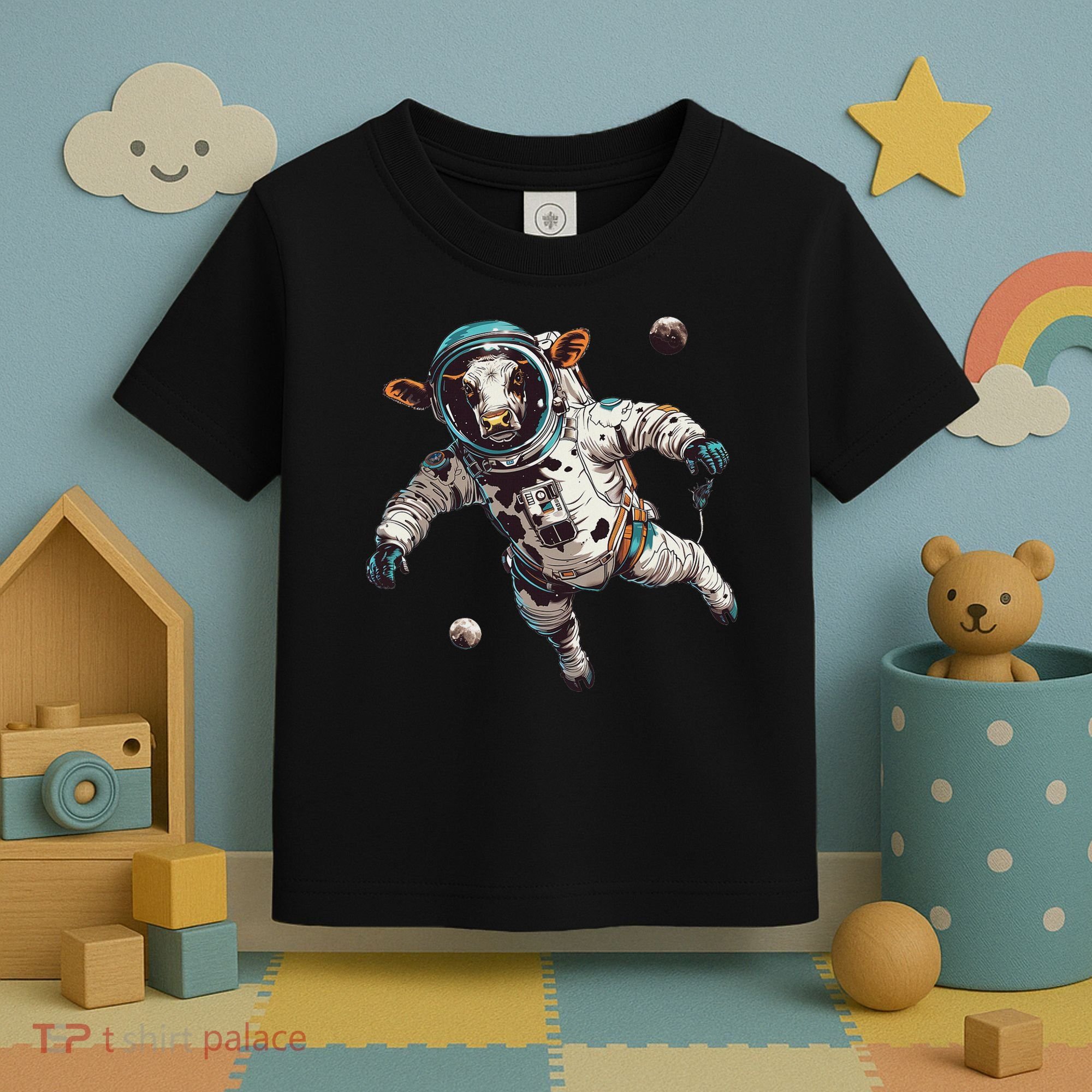 Funny Cow Astronaut In Space Toddler T-Shirt