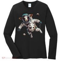 Funny Cow Astronaut In Space Women's Long Sleeve Shirt thumb 0