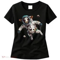 Funny Cow Astronaut In Space Women's T-Shirt thumb 0