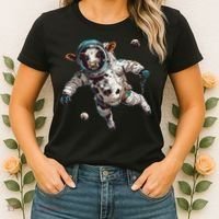 Funny Cow Astronaut In Space Women's T-Shirt thumb 2