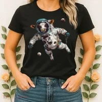 Funny Cow Astronaut In Space Women's T-Shirt thumb 2