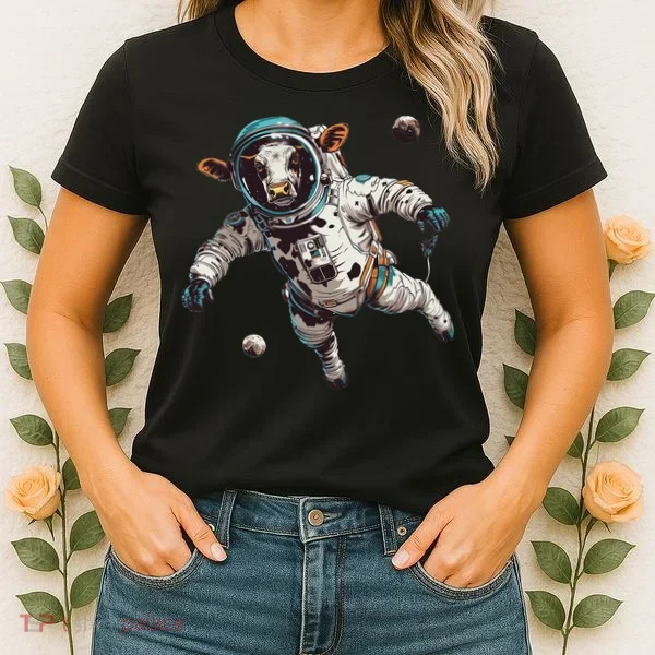Funny Cow Astronaut In Space Women's T-Shirt