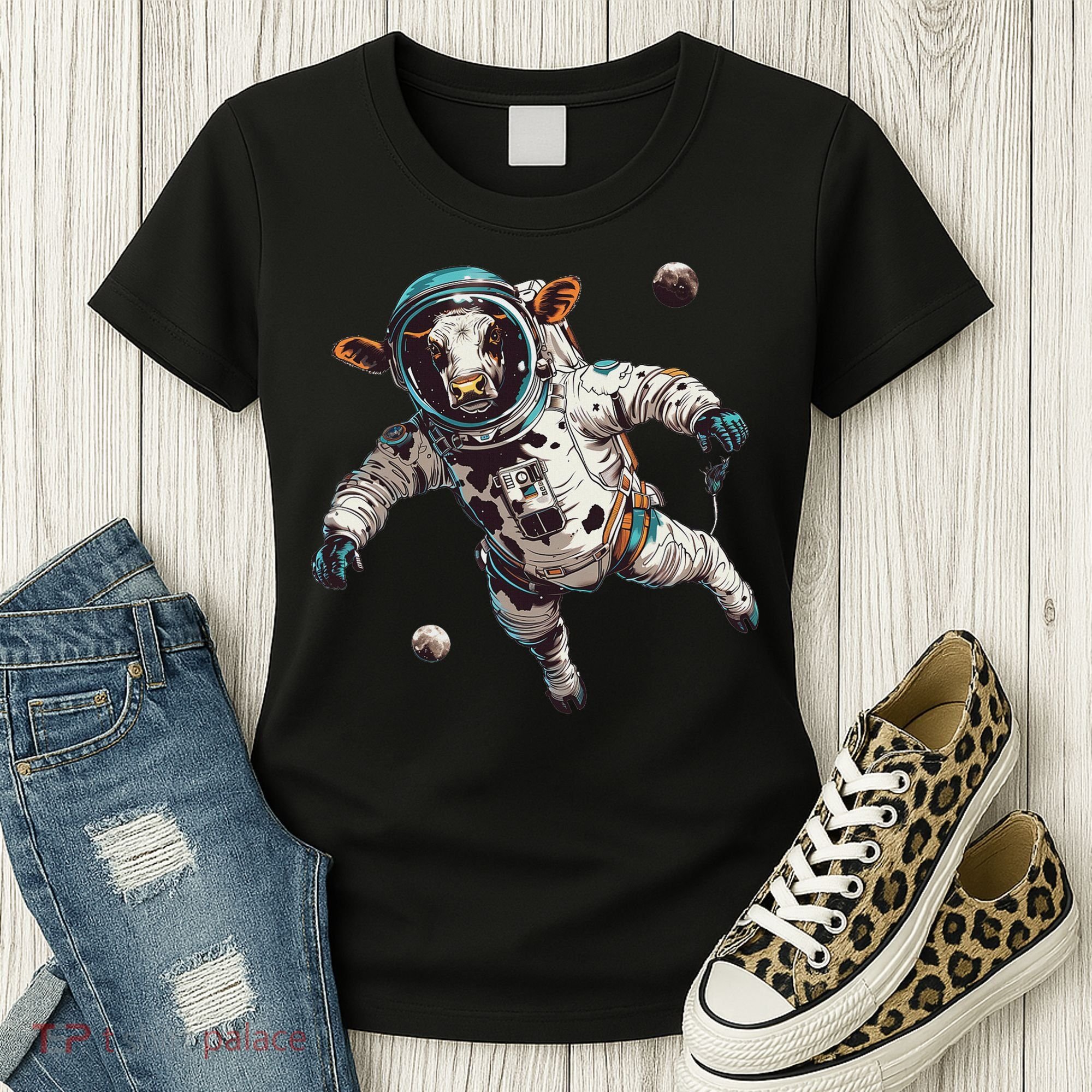 Funny Cow Astronaut In Space Women's T-Shirt